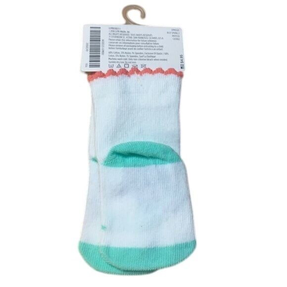 Gymboree Baby Socks – Size 0-3M, White, Aqua & Pink, Mermaid Print, Soft & Adora - Picture 2 of 3
